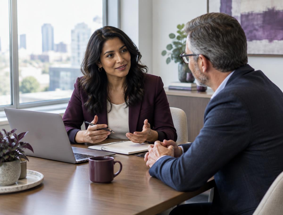 Consultant discussing business plans with a professional advisor